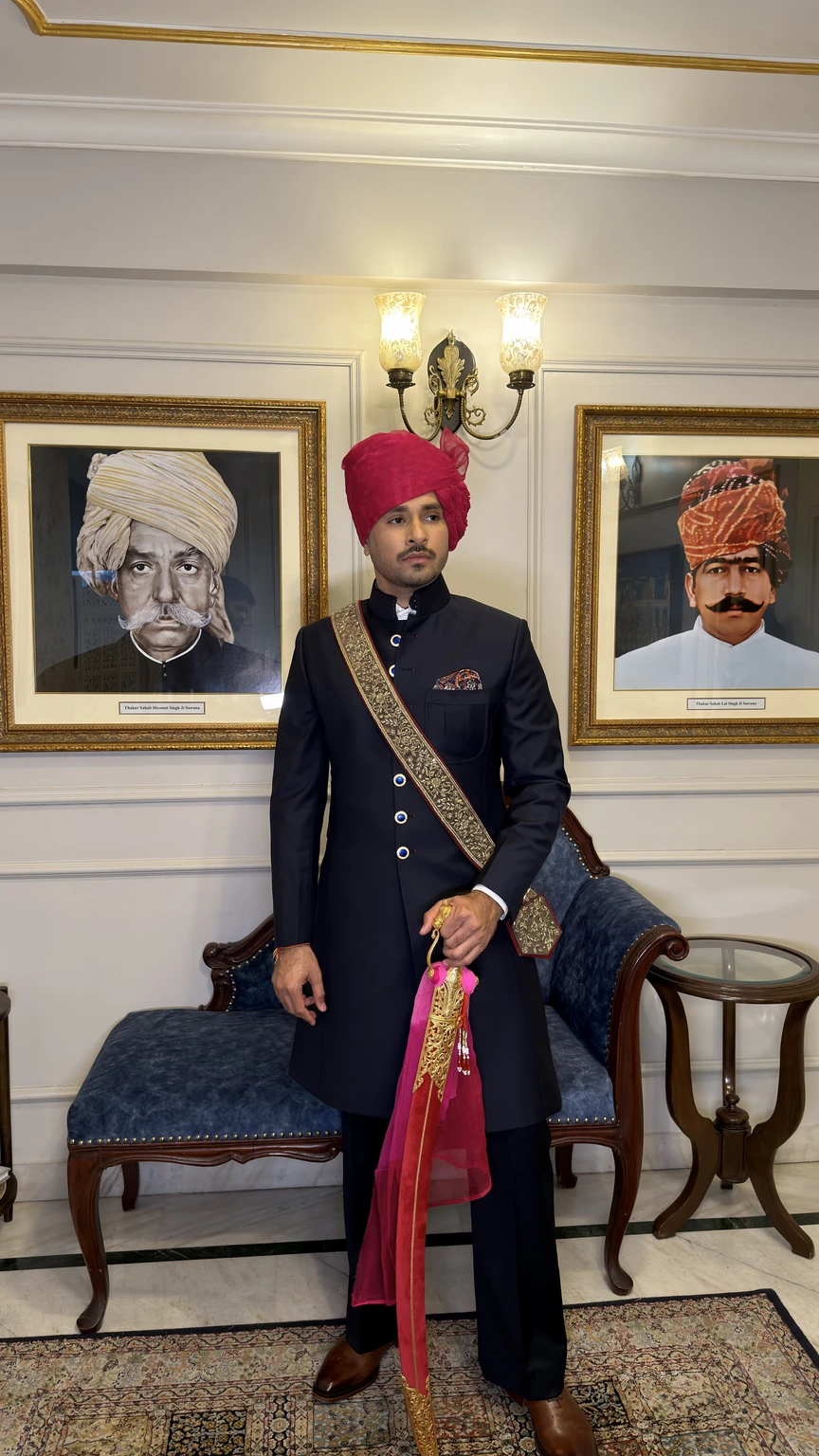 Royal Navy Blue Achkan Front Form