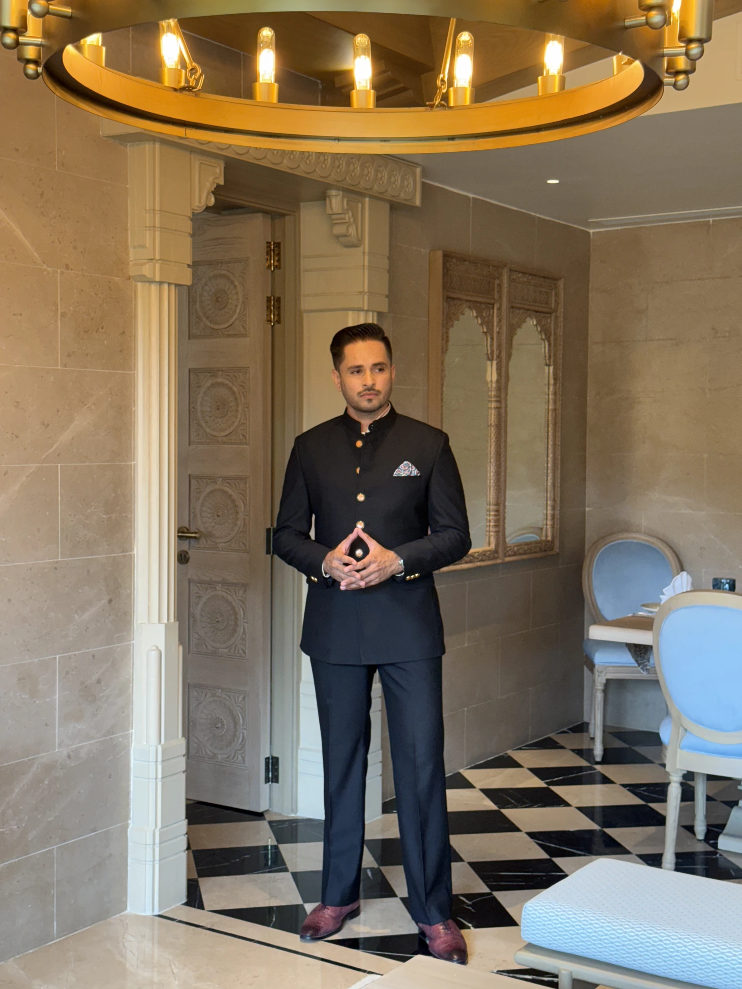 The noir classic bandhgala suit View 1