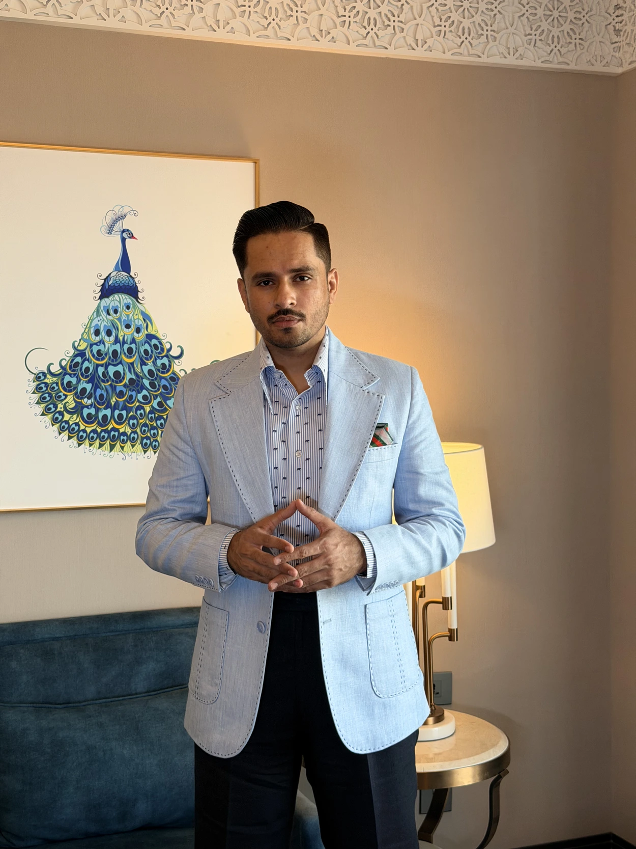linen broad lapel blazer View 1