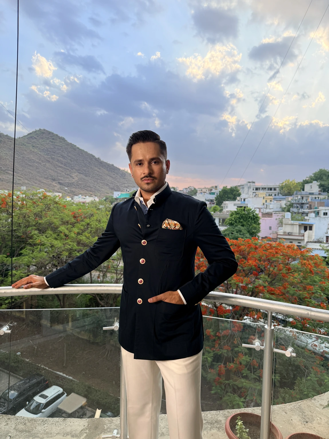 Handcrafted Navy Blue Bandhgala 