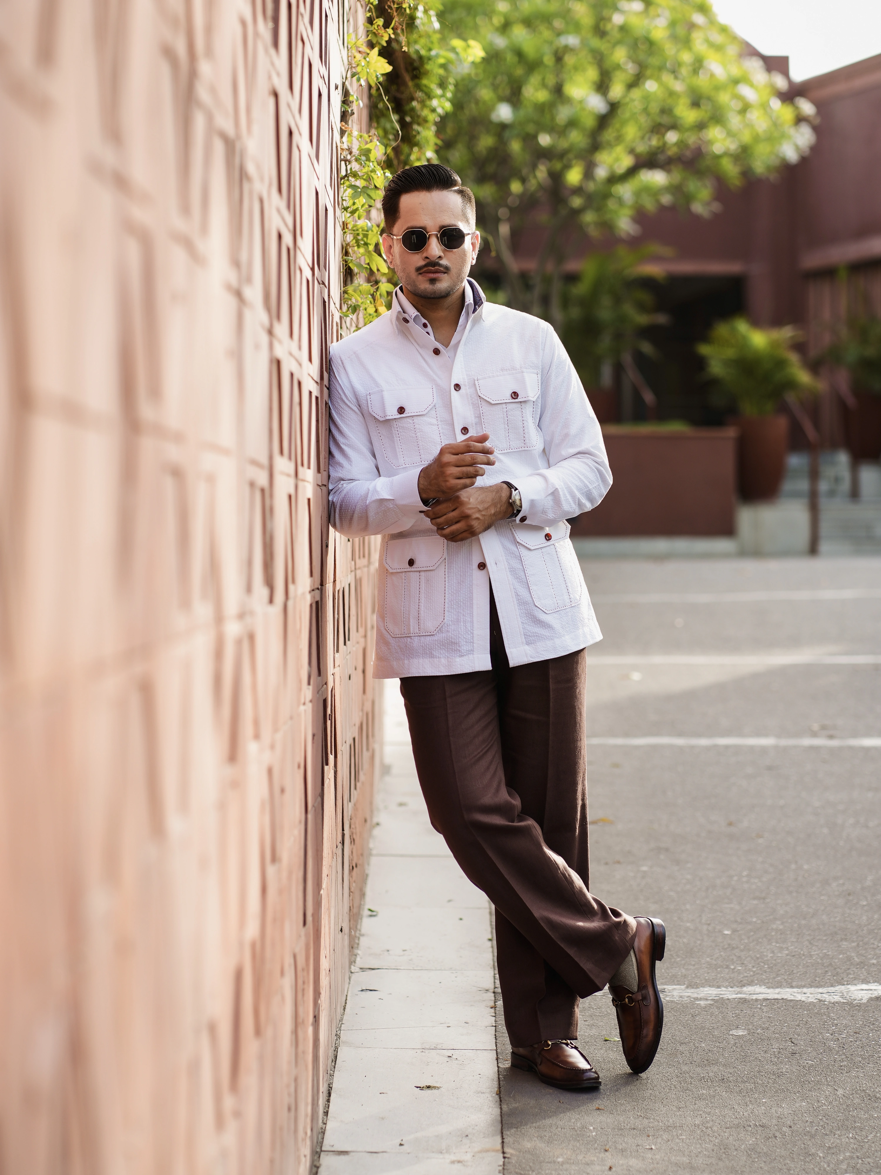 Royal White Seersucker Hunting Shirt
