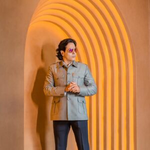 Grey Four Pocket Bandhgala Coat