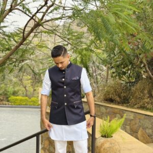 Heritage Bandhgala Halfjacket with Hand Overstitches