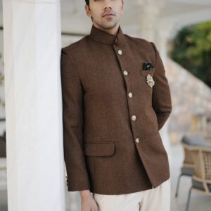 Rustic Wool Tweed Bandhgala