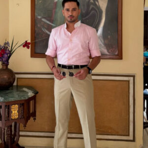 Solid Light Pink Shirt With Free Fall Trousers